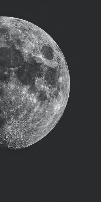 Обои 720x1440 луна, спутник, черное и белое