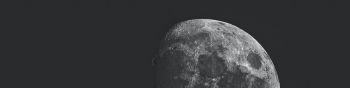 moon, satellite, black and white Wallpaper 1590x400