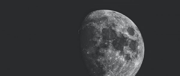 moon, satellite, black and white Wallpaper 2560x1080