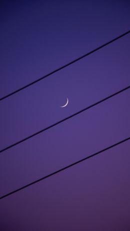 Обои 640x1136 полумесяц, ночное небо, фиолетовый