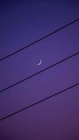 Обои 750x1334 полумесяц, ночное небо, фиолетовый
