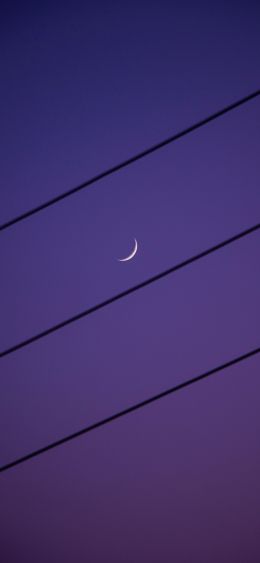 crescent moon, night sky, purple Wallpaper 1080x2340