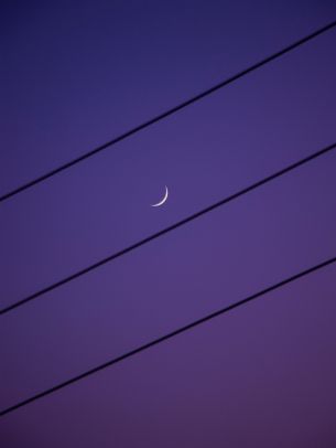 Обои 1620x2160 полумесяц, ночное небо, фиолетовый