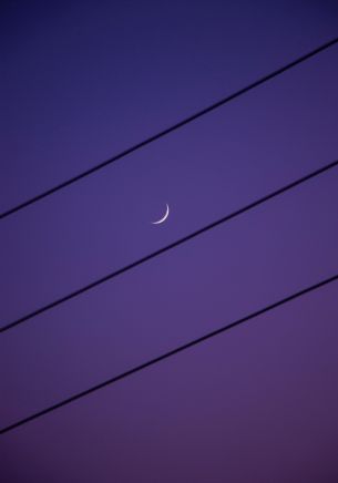 crescent moon, night sky, purple Wallpaper 1668x2388