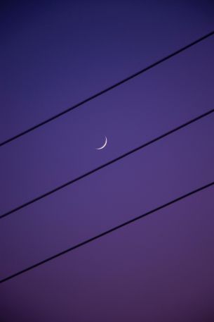 crescent moon, night sky, purple Wallpaper 4000x6000