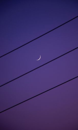 crescent moon, night sky, purple Wallpaper 1200x2000