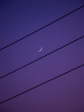 crescent moon, night sky, purple Wallpaper 2048x2732