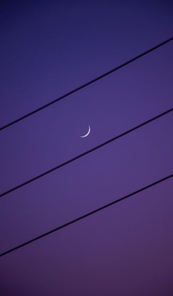 crescent moon, night sky, purple Wallpaper 600x1024