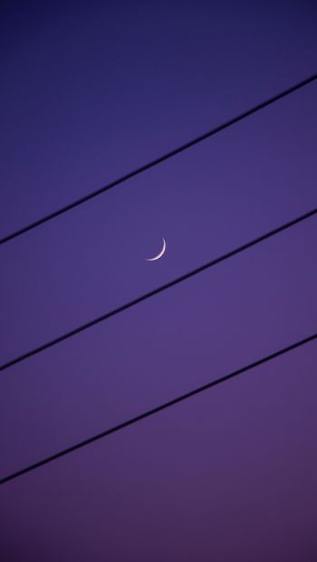 crescent moon, night sky, purple Wallpaper 640x1136