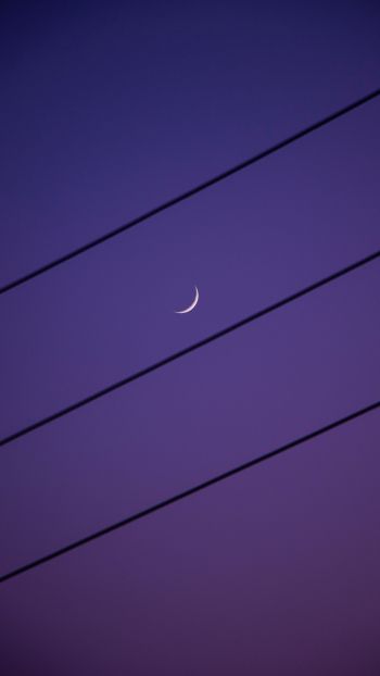 crescent moon, night sky, purple Wallpaper 750x1334