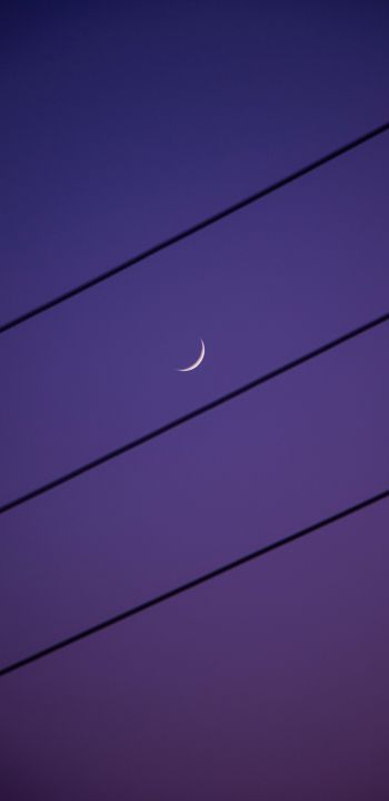 crescent moon, night sky, purple Wallpaper 1080x2220