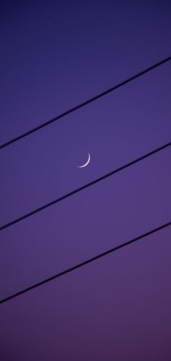 crescent moon, night sky, purple Wallpaper 1080x2280