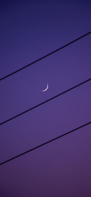 crescent moon, night sky, purple Wallpaper 1170x2532