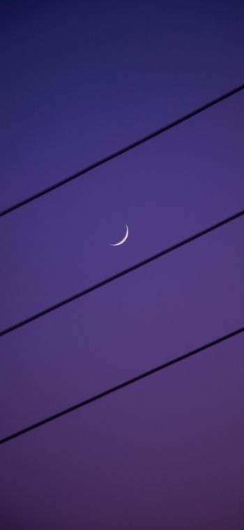 crescent moon, night sky, purple Wallpaper 1080x2340