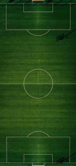 Обои 1080x2340 футбольное поле, вид сверху, зеленый