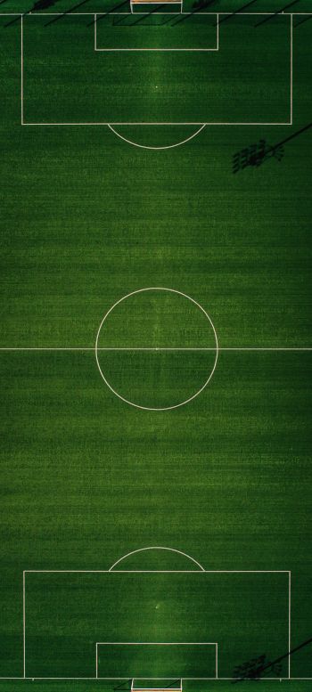 Обои 720x1600 футбольное поле, вид сверху, зеленый