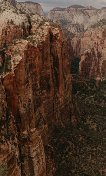 cliff, valley, canyon, mountains Wallpaper 1200x2000