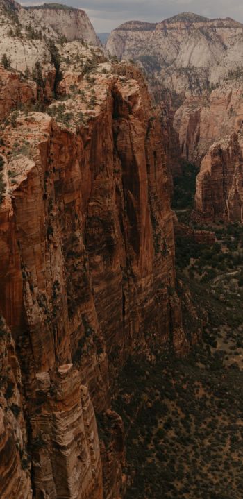 cliff, valley, canyon, mountains Wallpaper 1440x2960
