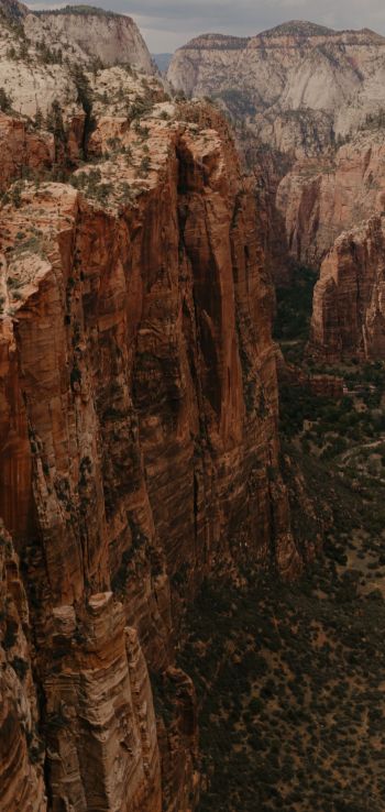 cliff, valley, canyon, mountains Wallpaper 1440x3040