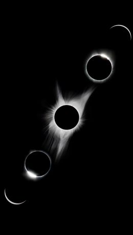 lunar eclipse, black and white Wallpaper 640x1136