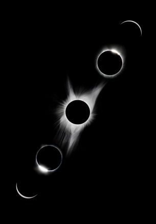 lunar eclipse, black and white Wallpaper 1640x2360