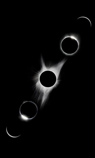 lunar eclipse, black and white Wallpaper 1200x2000