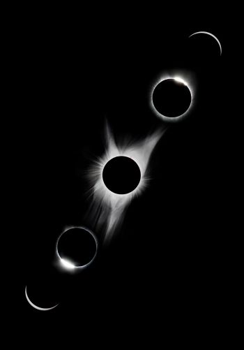 lunar eclipse, black and white Wallpaper 1668x2388