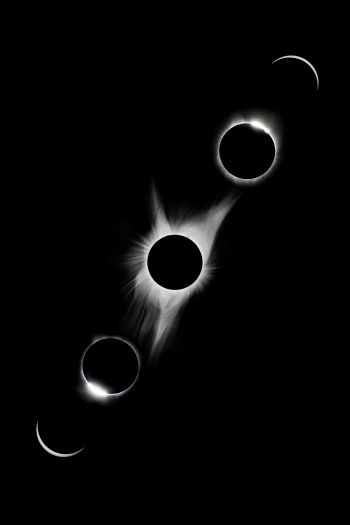 lunar eclipse, black and white Wallpaper 640x960