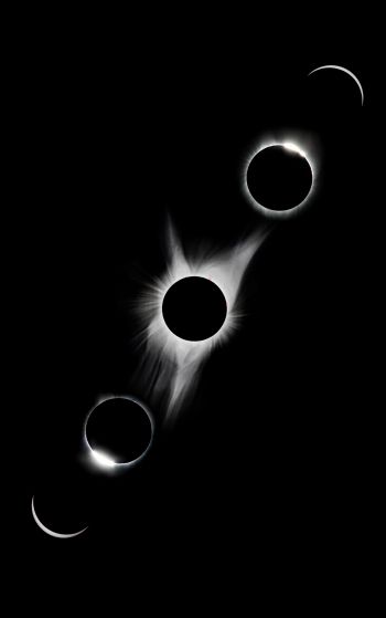 lunar eclipse, black and white Wallpaper 1752x2800