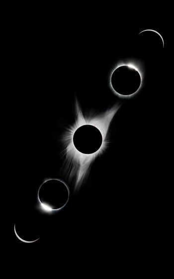 lunar eclipse, black and white Wallpaper 1600x2560