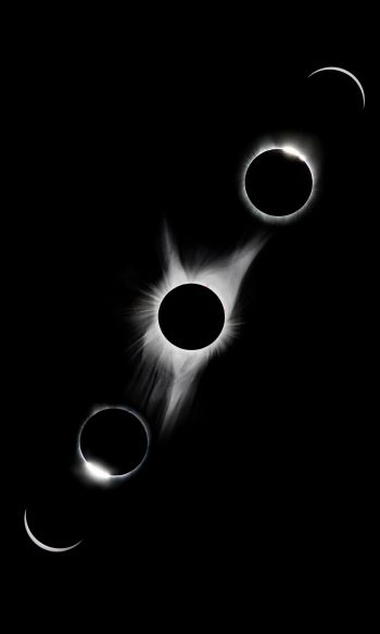 lunar eclipse, black and white Wallpaper 1200x2000