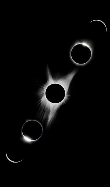 lunar eclipse, black and white Wallpaper 600x1024