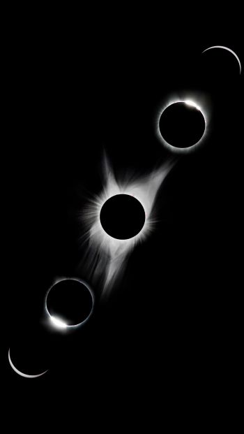 lunar eclipse, black and white Wallpaper 640x1136