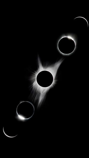 Обои 1440x2560 лунное затмение, черное и белое