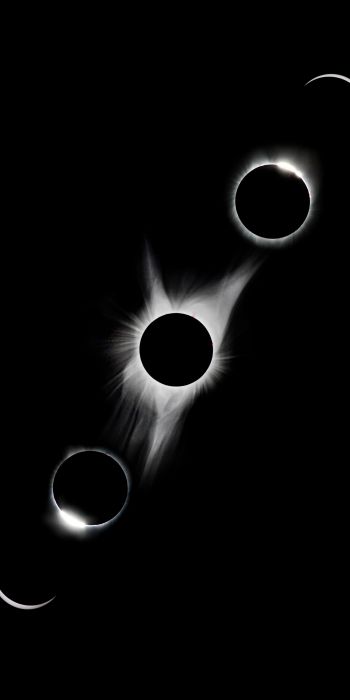 lunar eclipse, black and white Wallpaper 720x1440