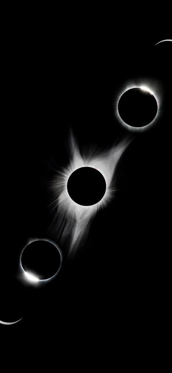 lunar eclipse, black and white Wallpaper 1170x2532