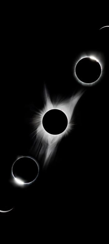 lunar eclipse, black and white Wallpaper 720x1600