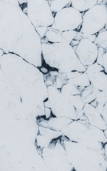 drone photo, winter scenery, ice Wallpaper 1600x2560