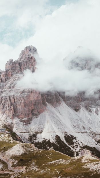 three peaks of Lavaredo, mountains, peak Wallpaper 640x1136