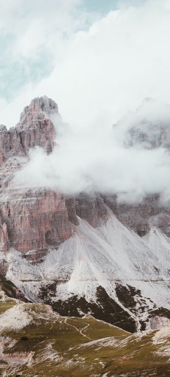 three peaks of Lavaredo, mountains, peak Wallpaper 1440x3200