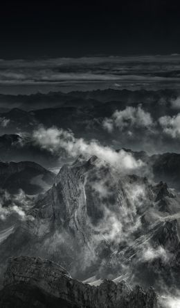 mountain, black and white Wallpaper 600x1024