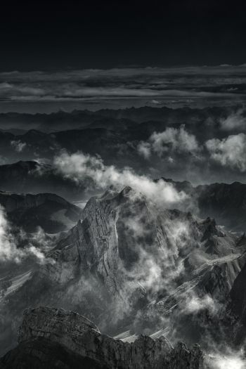 mountain, black and white Wallpaper 640x960