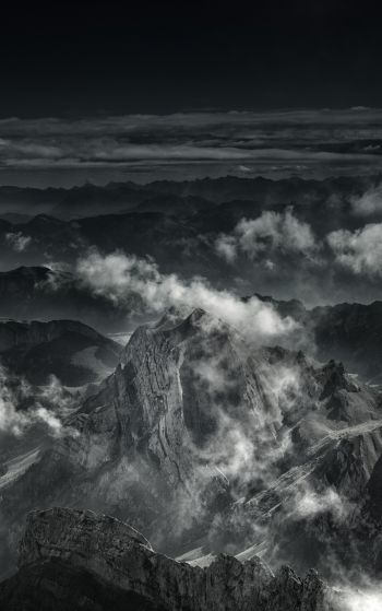 mountain, black and white Wallpaper 1752x2800