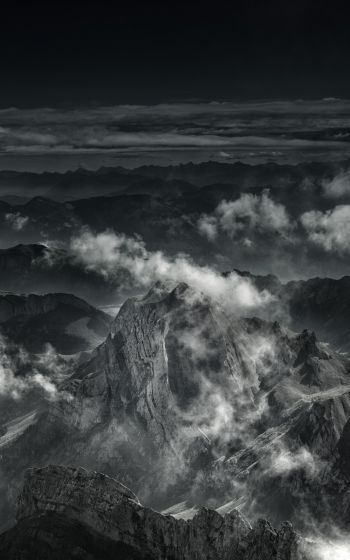 mountain, black and white Wallpaper 800x1280