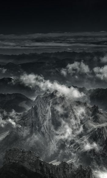 mountain, black and white Wallpaper 1200x2000