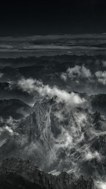mountain, black and white Wallpaper 640x1136