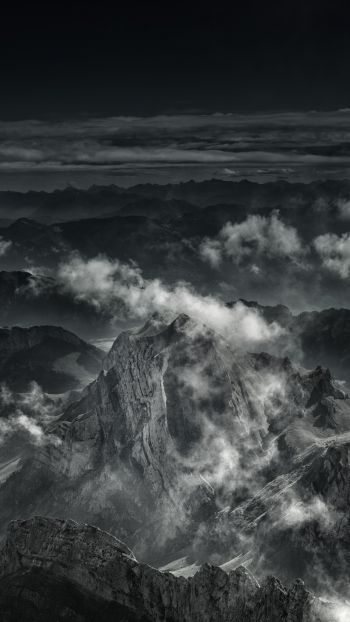 mountain, black and white Wallpaper 2160x3840