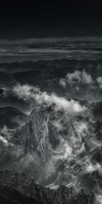 mountain, black and white Wallpaper 720x1440