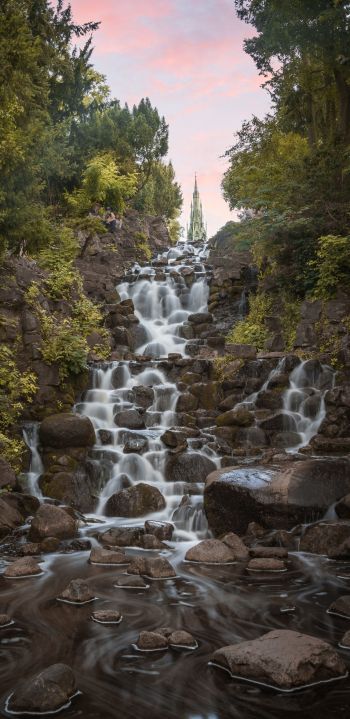 waterfall, sad, stream Wallpaper 1440x2960