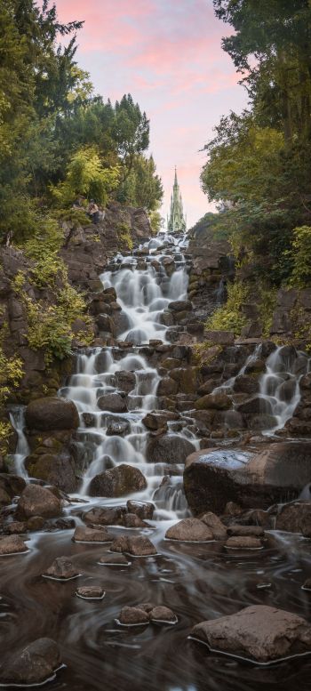 waterfall, sad, stream Wallpaper 1440x3200